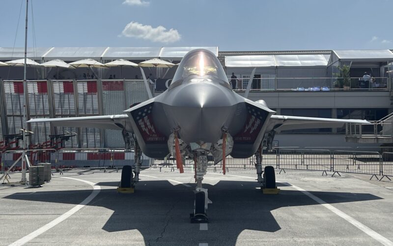 USAF Lockheed Martin F 35 fighter jet at Paris Air Show 2025