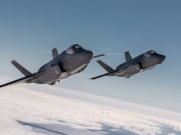 Dutch F 35 fighter jets flying a NATO mission in Poland