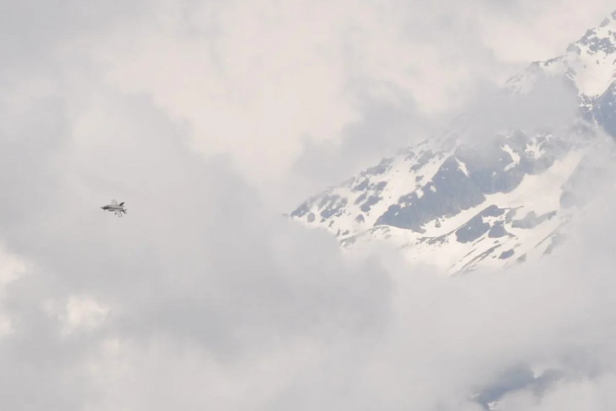 F 35 fighter jet flying in Switzerland