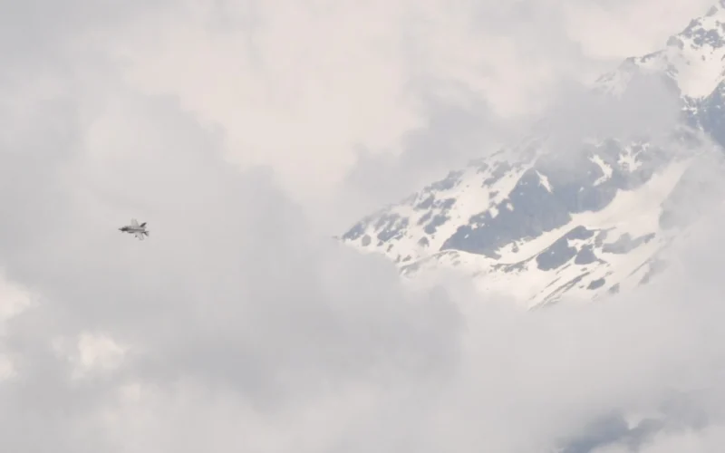 F 35 fighter jet flying in Switzerland