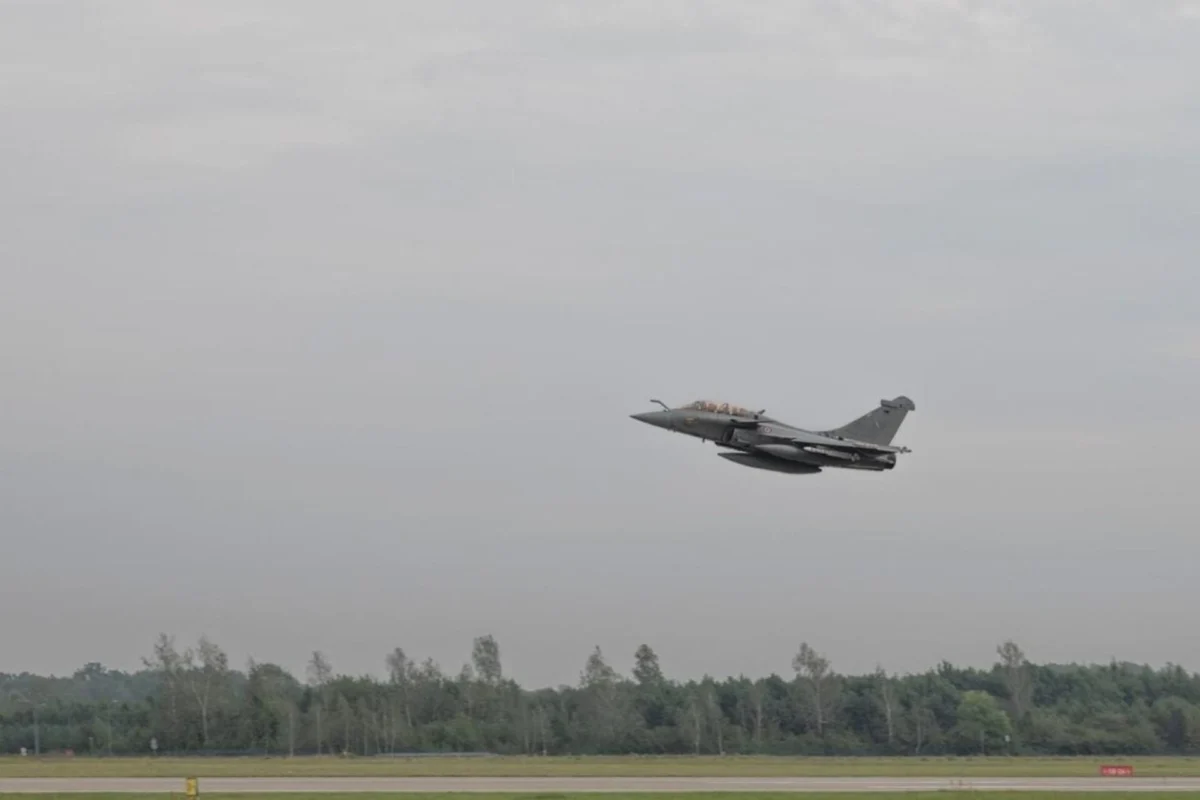 French Strategic Air Forces Rafale B fighter jet deployed to Poland taking off French Strategic Air Forces Rafale B fighter jet deployed to Poland taking off