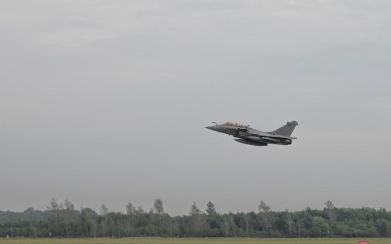 French Strategic Air Forces Rafale B fighter jet deployed to Poland taking off