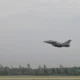 French Strategic Air Forces Rafale B fighter jet deployed to Poland taking off