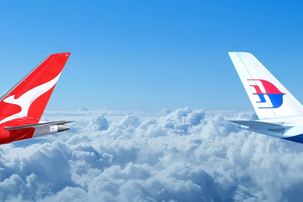 Malaysia Airlines and Qantas tails Malaysia Airlines and Qantas tails