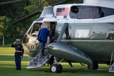 US President Donald Trump Marine One helicopter