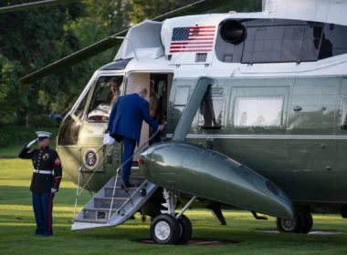 US President Donald Trump Marine One helicopter