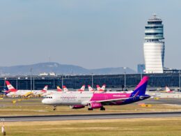 Wizz Air aircraft at Vienna airport