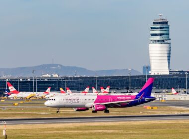 Wizz Air aircraft at Vienna airport