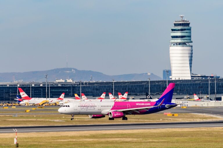 Wizz Air aircraft at Vienna airport