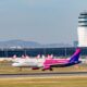 Wizz Air aircraft at Vienna airport