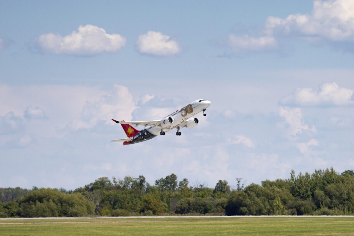 Air Niuginis Airbus A220 300 aircraft named The Peoples Balus The Peoples Bird