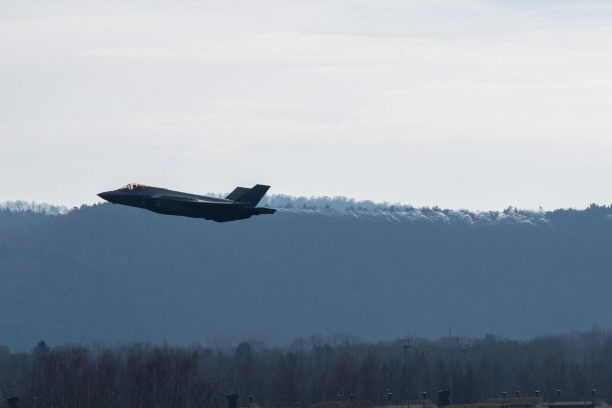 An F 35A Lightning II assigned to the Royal Netherlands Air Force takes off during exercise Spartan Lightning at Ramstein Air Base Germany