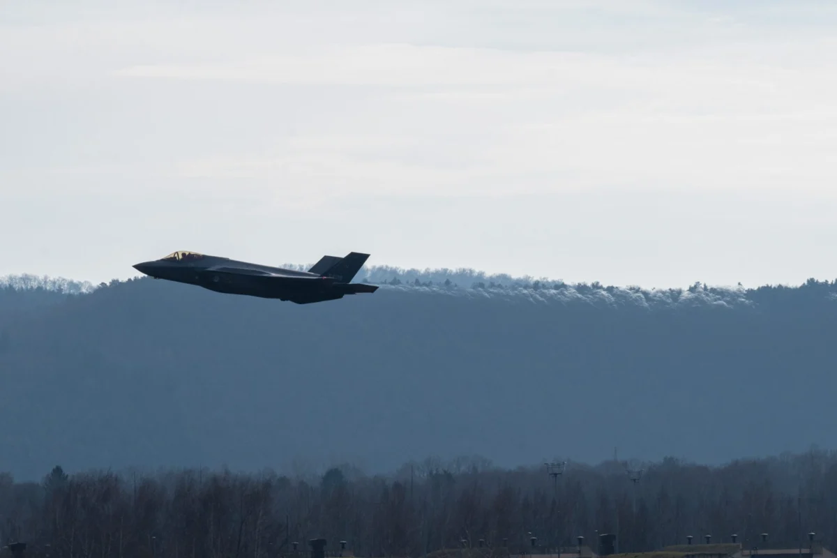An F 35A Lightning II assigned to the Royal Netherlands Air Force takes off during exercise Spartan Lightning at Ramstein Air Base Germany