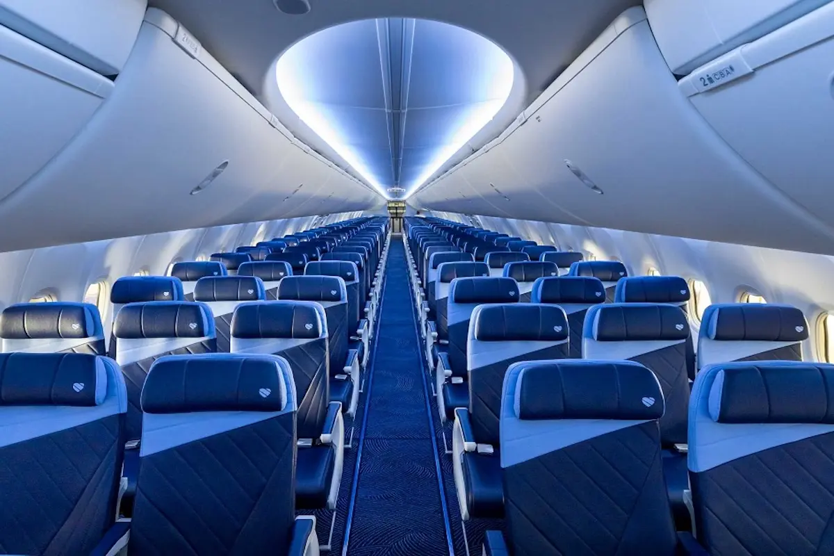 Southwest showcases elevated aircraft cabin design Southwest showcases elevated aircraft cabin design.