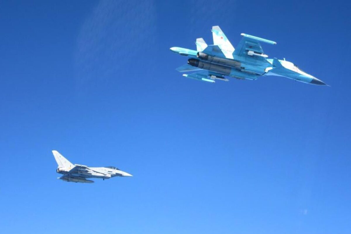 Spanish Air Force Typhoon intercepts Russian Su 34 jet Spanish Air Force Typhoon intercepts Russian Su 34 jet