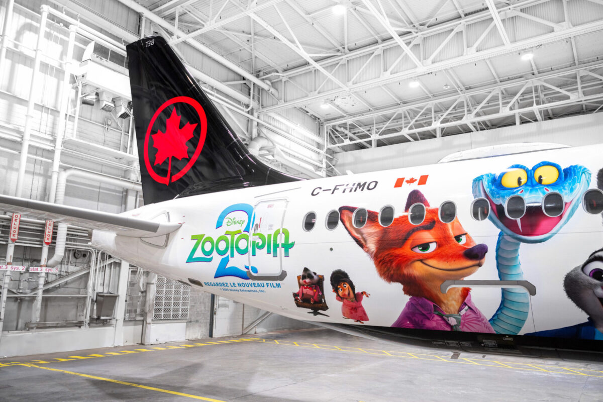 Air Canadas new Disney Zootopia 2 themed livery on its Airbus A220 aircraft