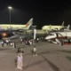 Aircraft at night at Dubai Airshow 2025