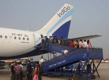Boarding on airplane of the indian Airline IndiGo