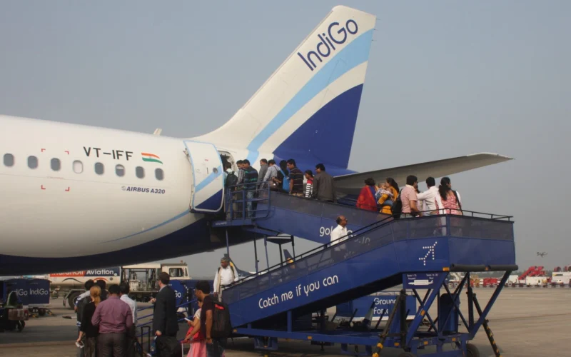 Boarding on airplane of the indian Airline IndiGo