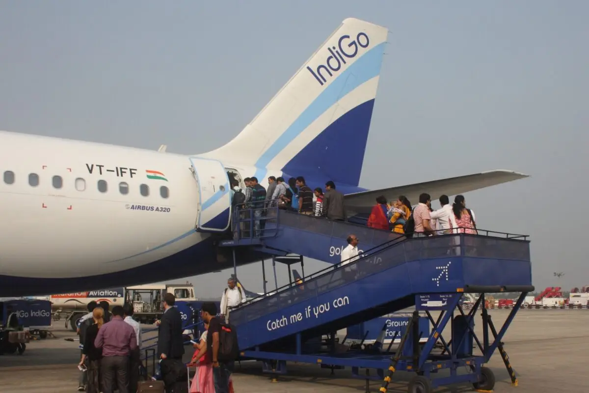 Boarding on airplane of the indian Airline IndiGo