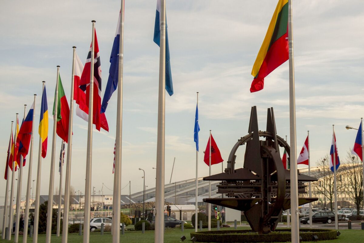 NATO country flags wave at the entrance of NATO headquarters in Brussels NATO country flags wave at the entrance of NATO headquarters in Brussels