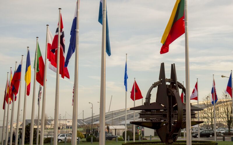 NATO country flags wave at the entrance of NATO headquarters in Brussels NATO country flags wave at the entrance of NATO headquarters in Brussels