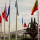 NATO country flags wave at the entrance of NATO headquarters in Brussels