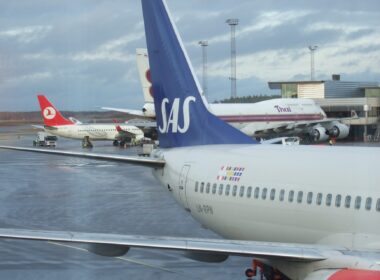 SAS aircraft parked at Stockholm Arlanda Airport