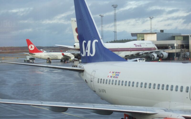 SAS aircraft parked at Stockholm Arlanda Airport SAS aircraft parked at Stockholm Arlanda Airport