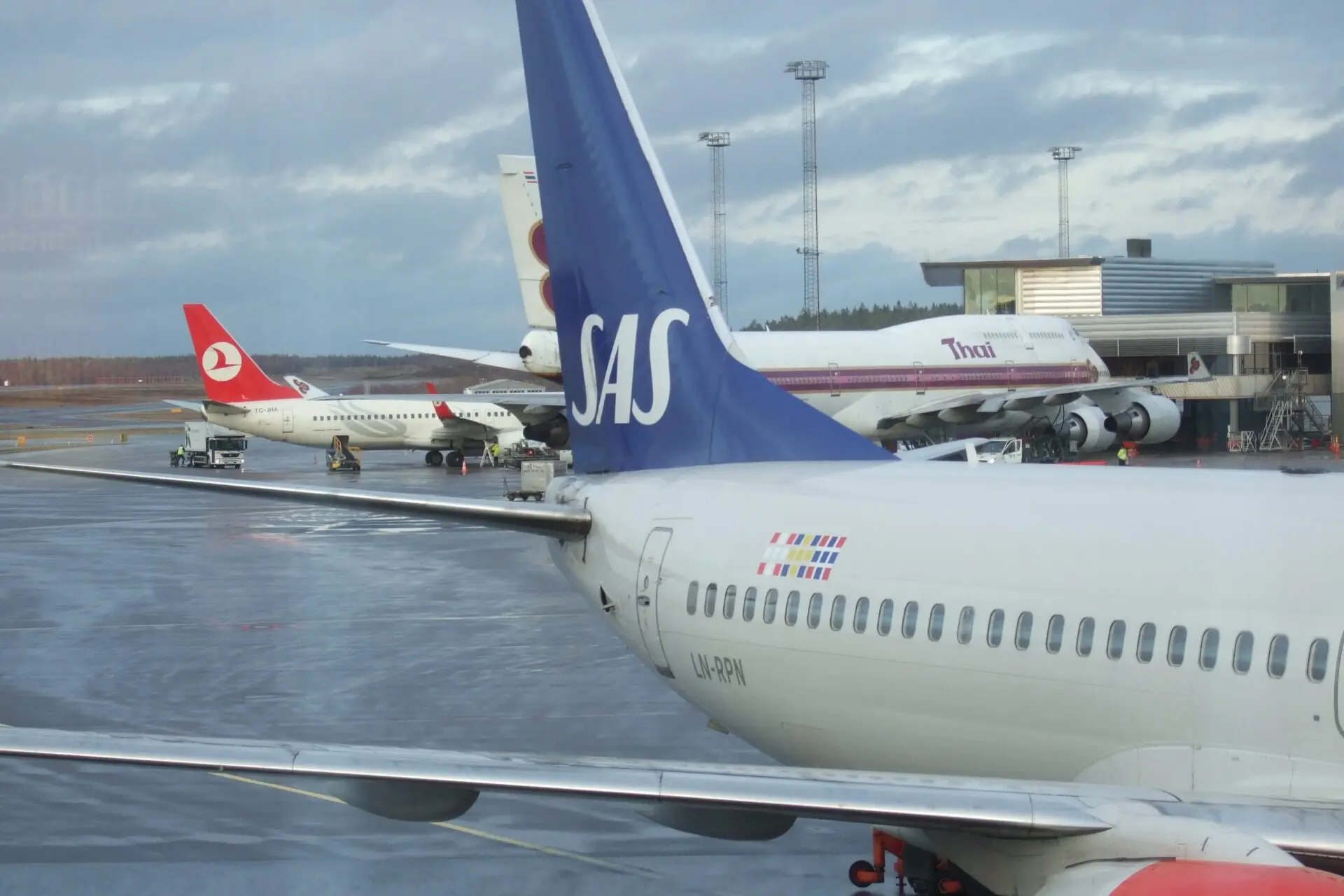SAS aircraft parked at Stockholm Arlanda Airport