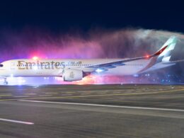 Emirates A350 in Adelaide