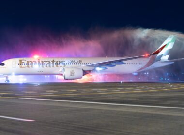 Emirates A350 in Adelaide