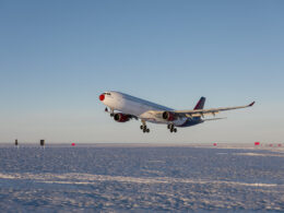 Hi Fly Airbus A330 landing in Antarctica