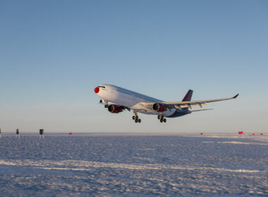 Hi Fly Airbus A330 landing in Antarctica