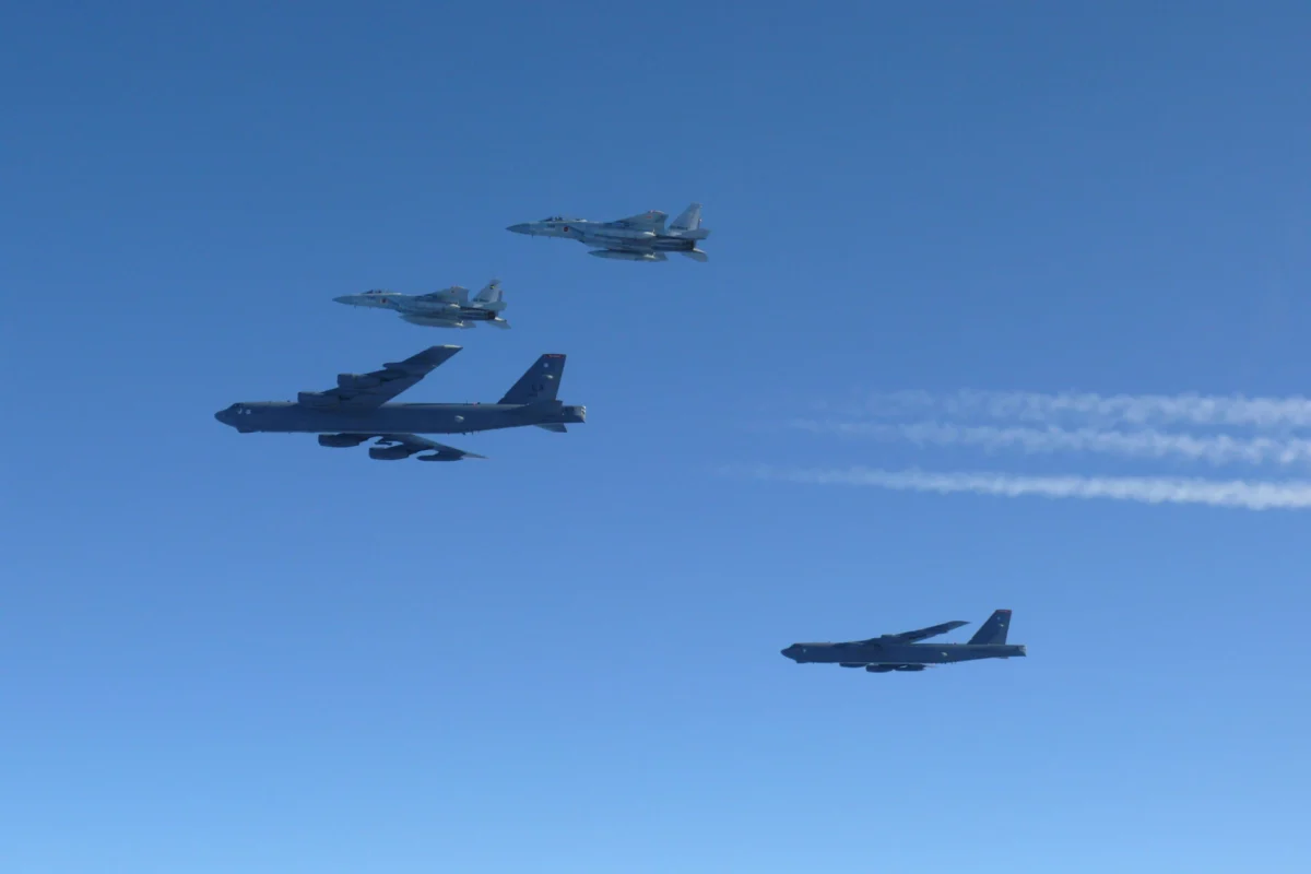 Joint USAF JSDF flight group B 52 F 15J
