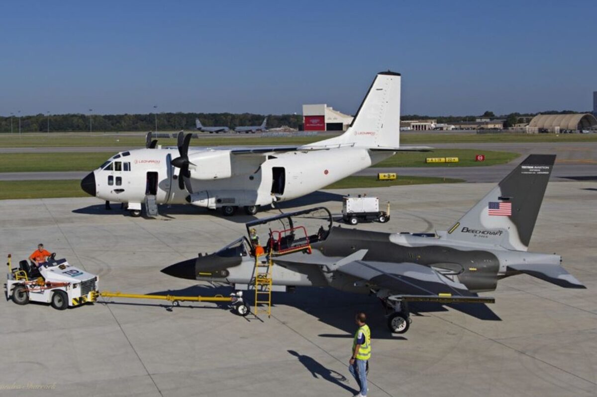 Aircraft during the Leonardo Aircraft M 346 demonstration tour across the United States