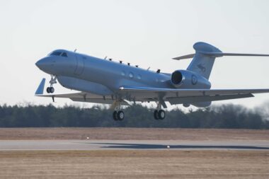 Australias first MC 55A Peregrine aircraft departs the United States for RAAF Base Edinburgh