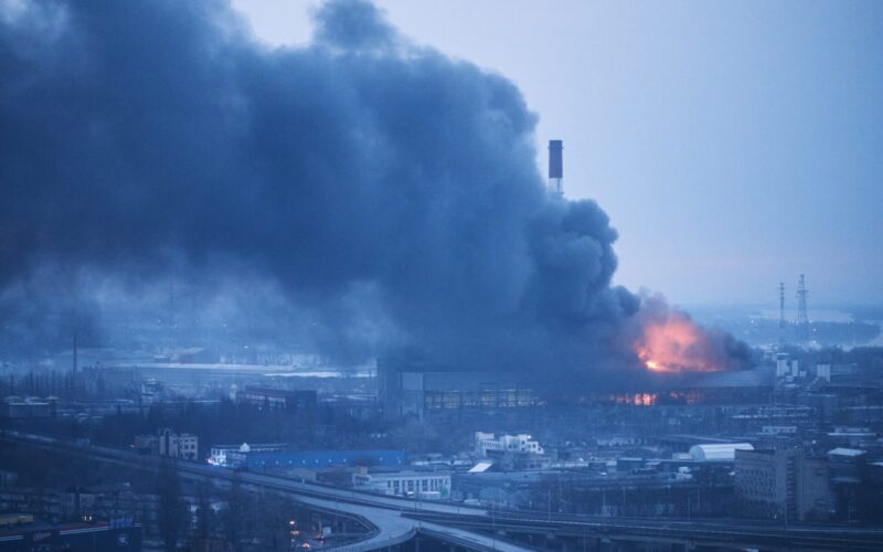 CHP Station TEC 5 in Kyiv burning after missile strike CHP Station TEC 5 in Kyiv burning after missile strike
