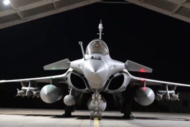 French Air and Space Force Rafale preparing to strike an ISIS position in Syria