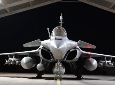French Air and Space Force Rafale preparing to strike an ISIS position in Syria