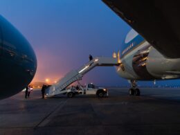 Trump deplaning from Air Force One