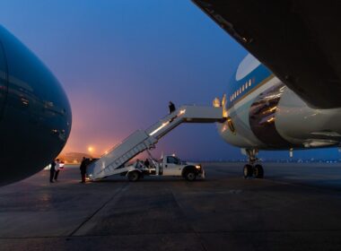 Trump deplaning from Air Force One