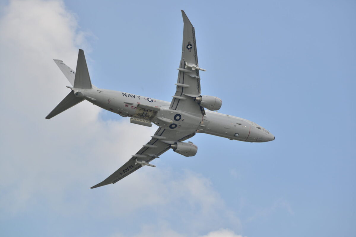 US Navy A P 8A Poseidon aircraft with bay open