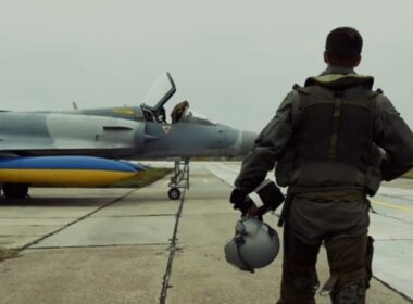 Ukrainian pilot walking towards Mirage 2000 fighter jet
