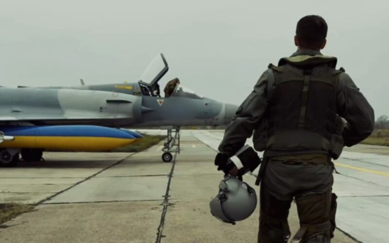 Ukrainian pilot walking towards Mirage 2000 fighter jet
