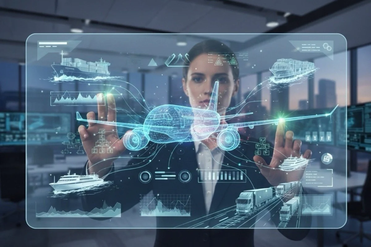 agentic ai airline operations supply chain control Airline operations interface showing agentic AI coordinating aircraft logistics and supply chains