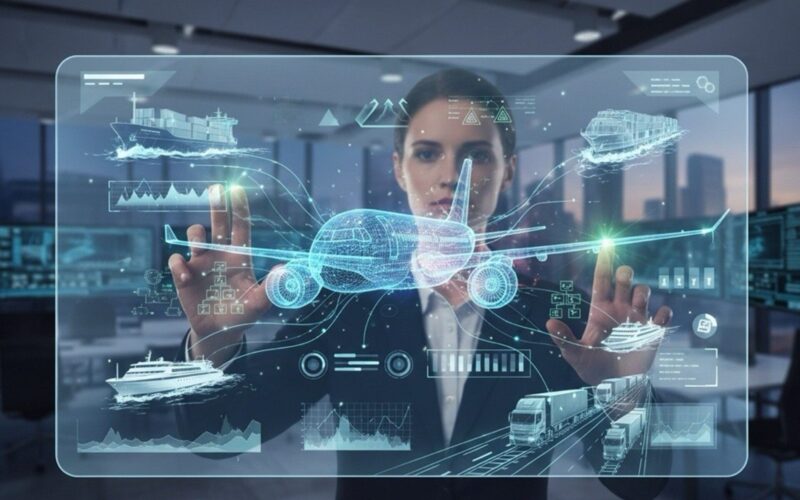 agentic ai airline operations supply chain control Airline operations interface showing agentic AI coordinating aircraft logistics and supply chains