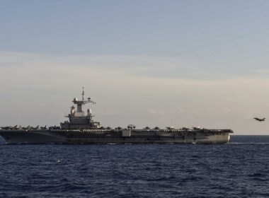 A French Navy Rafale Marine landing aboard the Charles de Gaulle aircraft carrier
