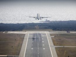 A Royal Air Force RAF Voyager strategic tanker aircraft taking off from RAF Akrotiri