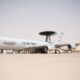 A US Air Force E 3 Sentry on the flight line at Prince Sultan Air Base Kingdom of Saudi Arabia